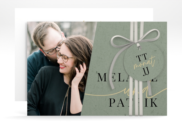 Save the Date-Karte Leichtigkeit A6 Karte quer gruen hochglanz