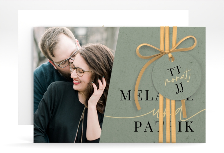 Save the Date-Karte Leichtigkeit A6 Karte quer gruen hochglanz