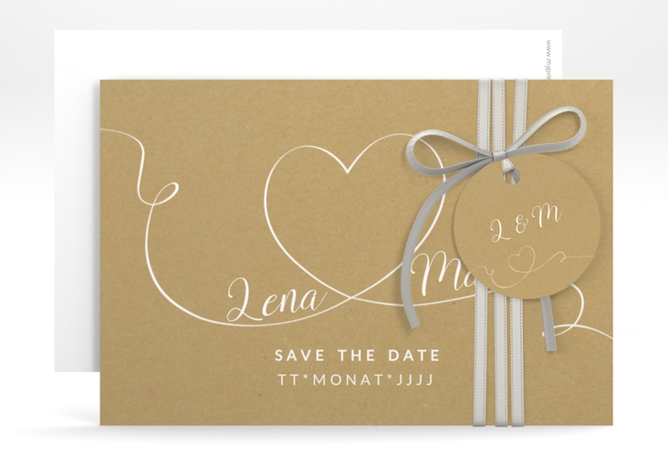 Save the Date-Karte Herzensbund A6 Karte quer weiss