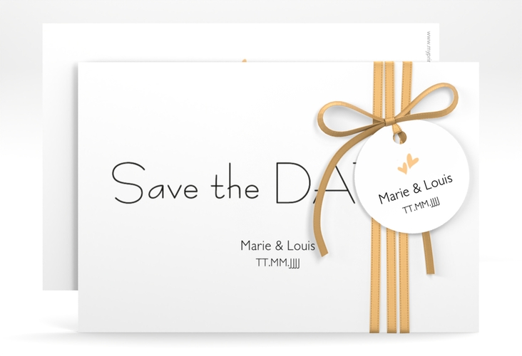Save the Date-Karte Hochzeit Twohearts A6 Karte quer beige hochglanz
