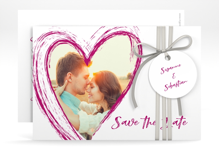 Save the Date-Karte Liebe A6 Karte quer pink hochglanz