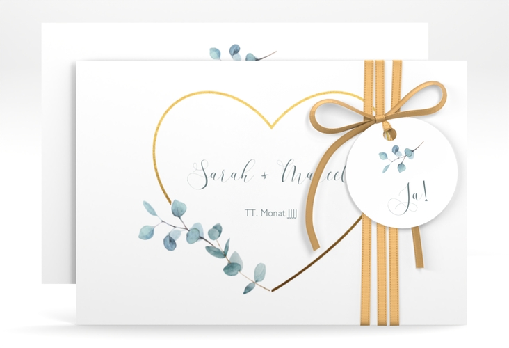Save the Date-Karte "Greenheart" A6 quer gold