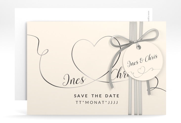 Save the Date-Karte Hochzeit Dolce A6 Karte quer beige hochglanz