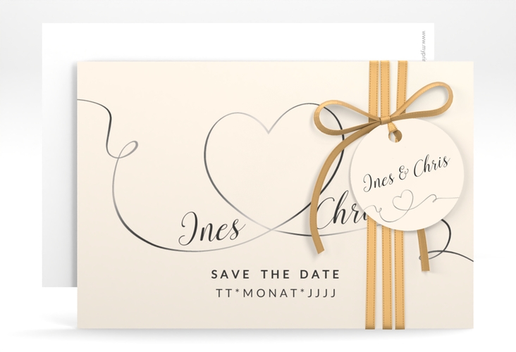 Save the Date-Karte Hochzeit Dolce A6 Karte quer beige hochglanz