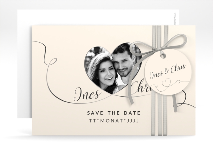 Save the Date-Karte Hochzeit Dolce A6 Karte quer beige hochglanz