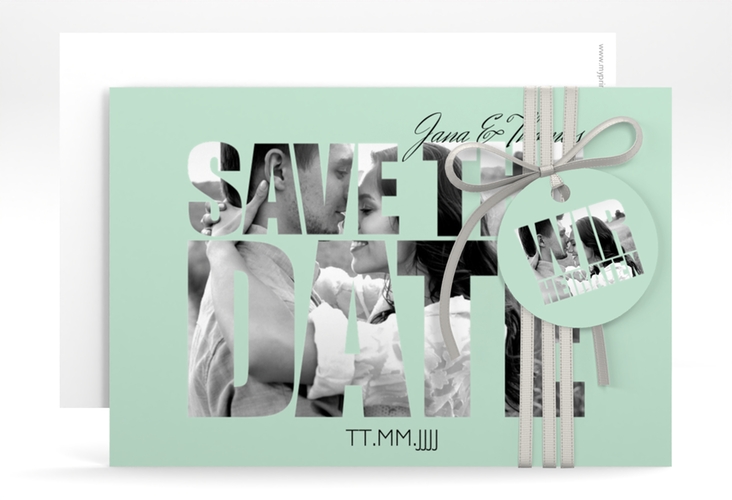 Save the Date-Karte Hochzeit Letters A6 Karte quer mint hochglanz