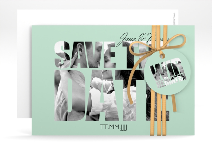 Save the Date-Karte Hochzeit Letters A6 Karte quer mint hochglanz