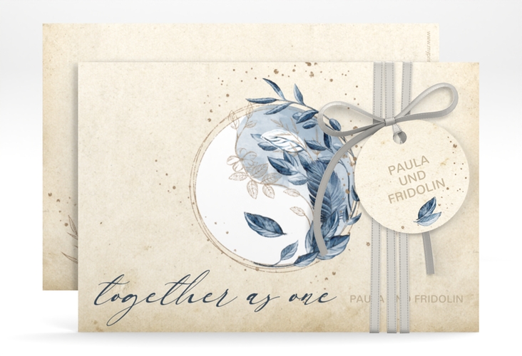 Save the Date-Karte YinYang A6 Karte quer beige im Vintage-Look