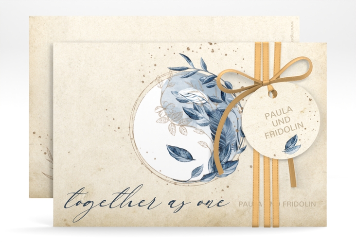 Save the Date-Karte YinYang A6 Karte quer beige im Vintage-Look