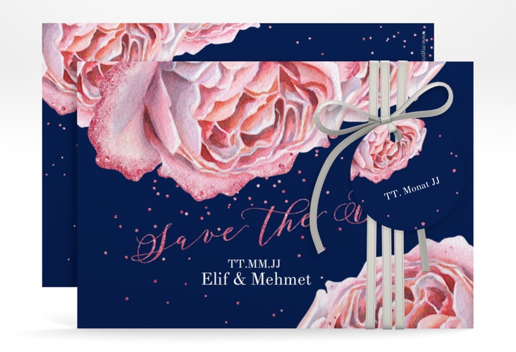 Save the Date-Karte Cherie A6 Karte quer rosa hochglanz