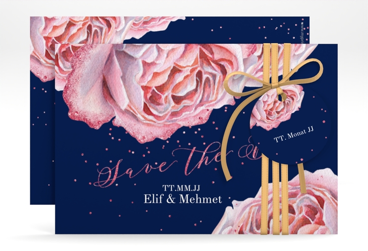Save the Date-Karte Cherie A6 Karte quer rosa hochglanz