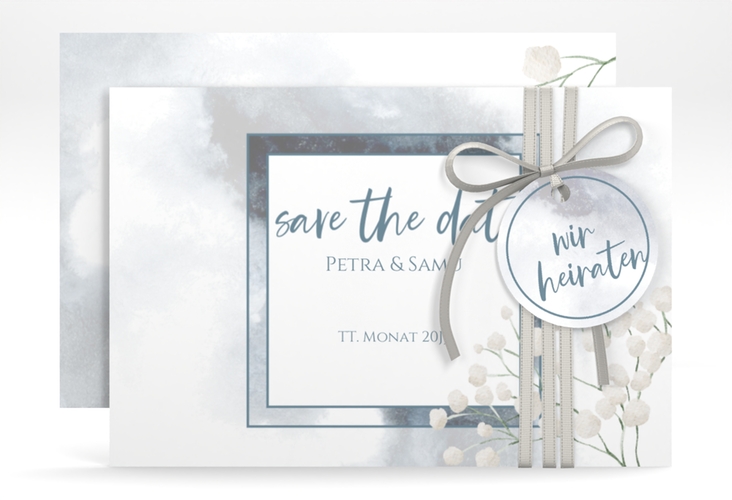 Save the Date-Karte Winter A6 Karte quer mit Schleierkraut