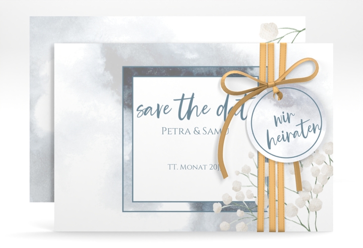 Save the Date-Karte Winter A6 Karte quer mit Schleierkraut