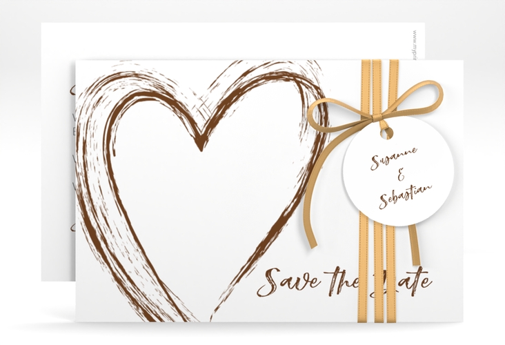 Save the Date-Karte Liebe A6 Karte quer braun