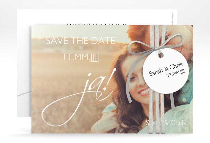 Save the Date-Karte Hochzeit Clarity A6 Karte quer weiss hochglanz