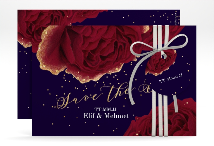 Save the Date-Karte Cherie A6 Karte quer schwarz hochglanz
