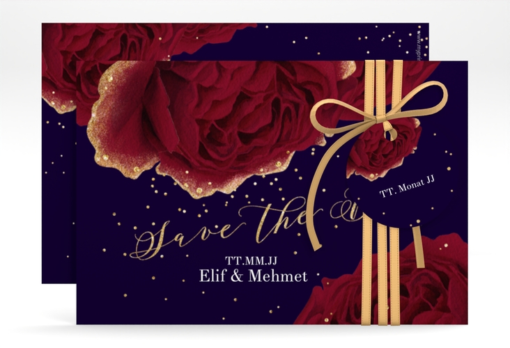 Save the Date-Karte Cherie A6 Karte quer schwarz hochglanz