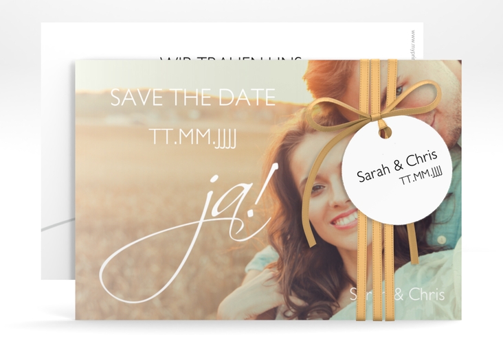 Save the Date-Karte Hochzeit Clarity A6 Karte quer weiss hochglanz