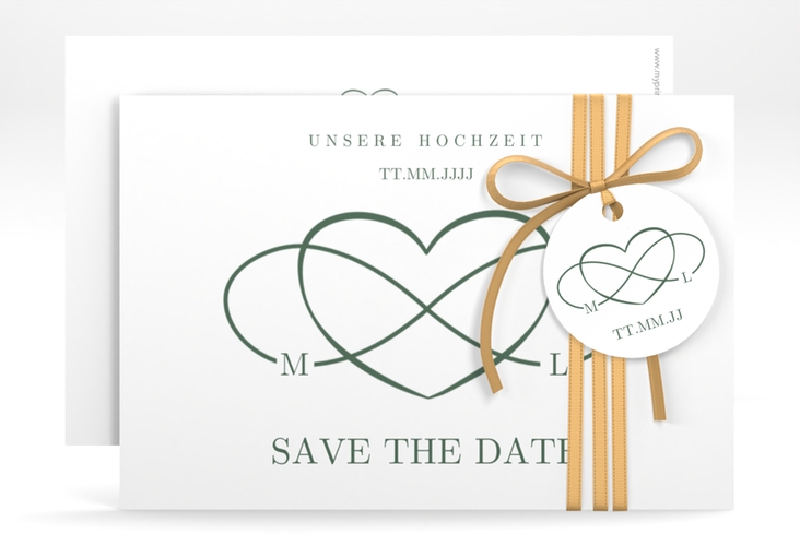 Save the Date-Karte Infinity A6 Karte quer gruen hochglanz