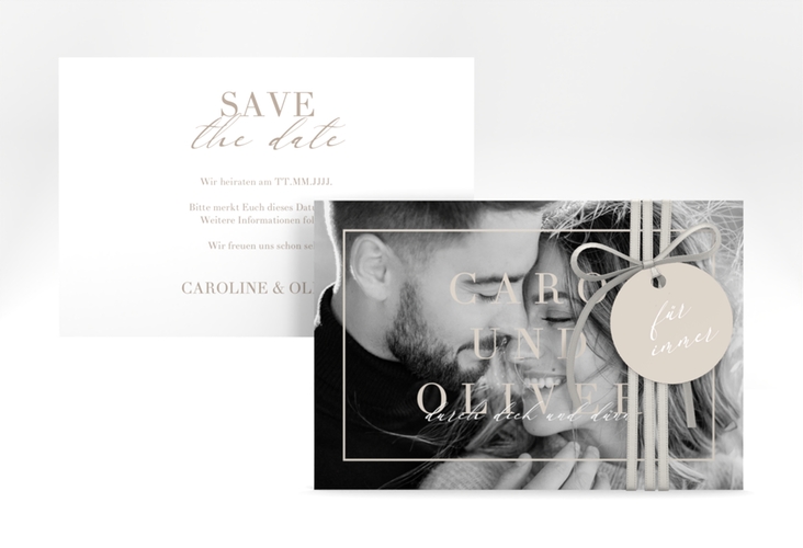 Save the Date-Karte "Moment" DIN A6 quer beige