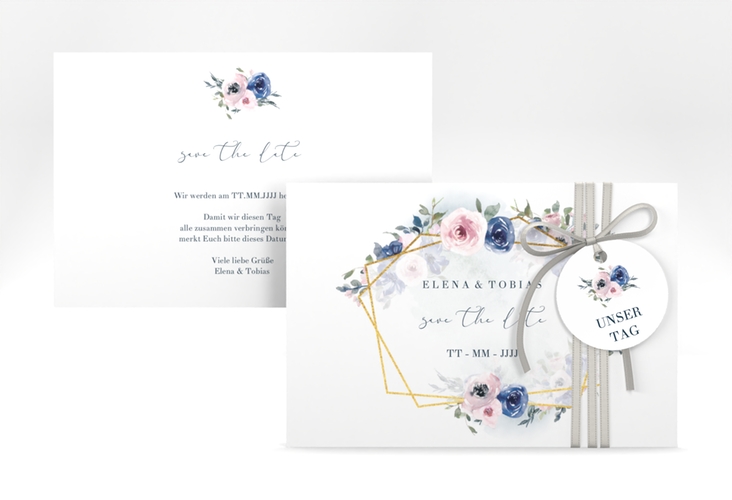 Save the Date-Karte Dustyblue A6 Karte quer