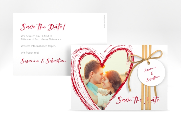 Save the Date-Karte Liebe A6 Karte quer rot