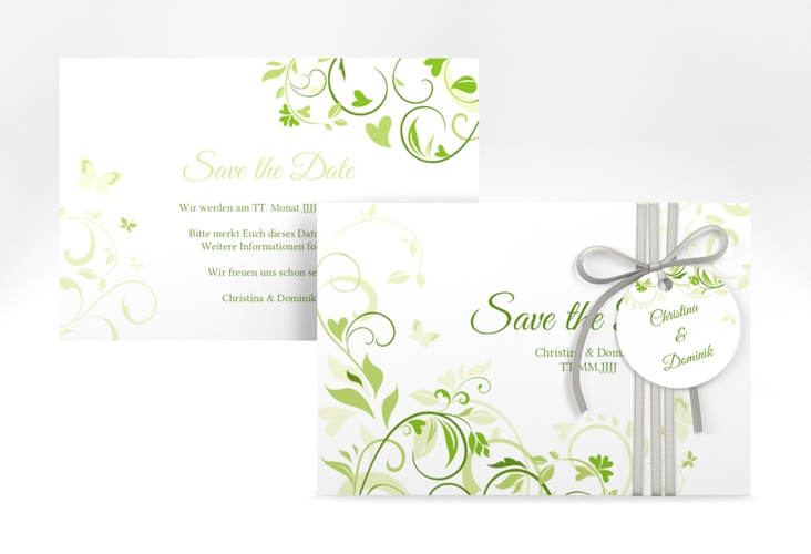 Save the Date-Karte Lilly A6 Karte quer gruen hochglanz