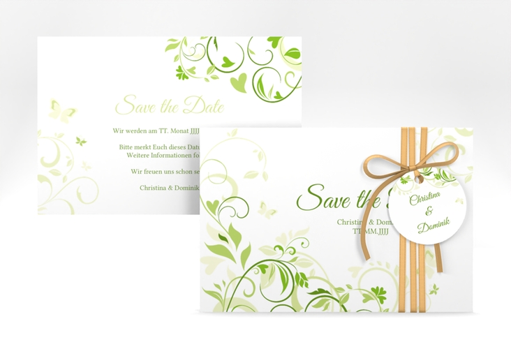 Save the Date-Karte Lilly A6 Karte quer gruen hochglanz