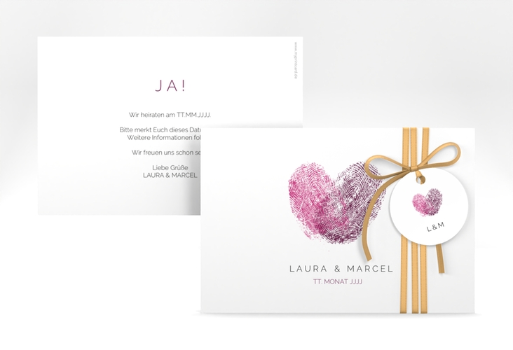 Save the Date-Karte Fingerprint A6 Karte quer schlicht mit Fingerabdruck-Motiv