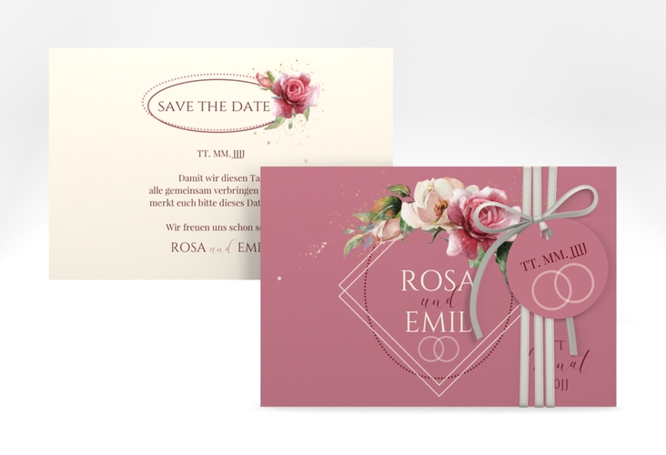 Save the Date-Karte Rosenbogen A6 Karte quer rosa