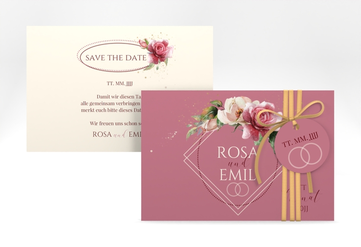 Save the Date-Karte Rosenbogen A6 Karte quer rosa