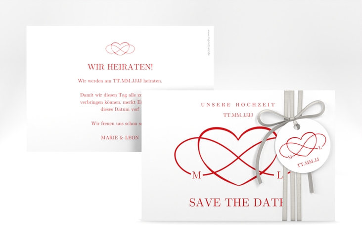 Save the Date-Karte Infinity A6 Karte quer rot hochglanz