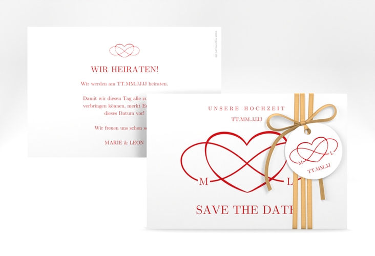 Save the Date-Karte Infinity A6 Karte quer rot hochglanz