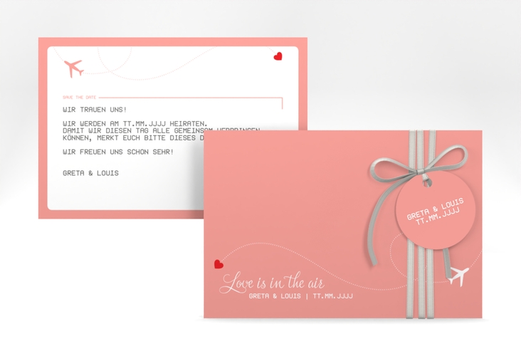 Save the Date-Karte Weddingpass A6 Karte quer rosa