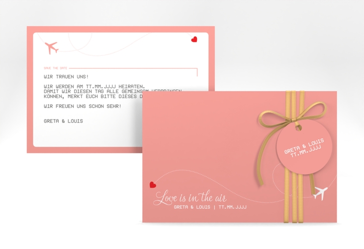 Save the Date-Karte Weddingpass A6 Karte quer rosa