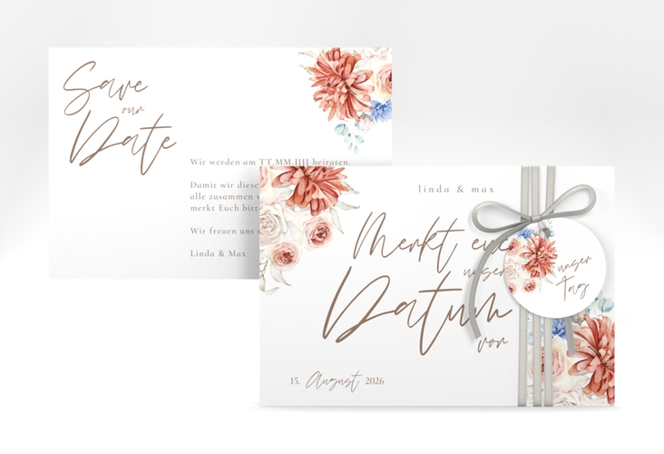 Save the Date-Karte Flowercloud A6 Karte quer bunt hochglanz