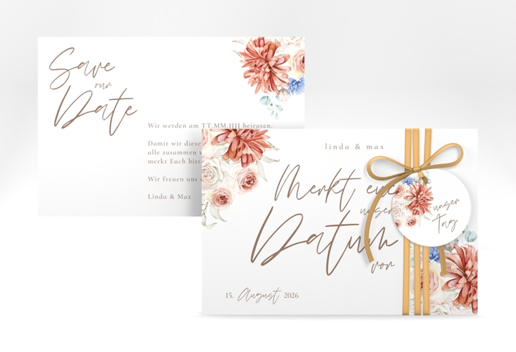 Save the Date-Karte Flowercloud A6 Karte quer bunt hochglanz