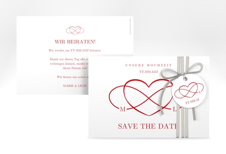 Save the Date-Karte Infinity A6 Karte quer rot hochglanz