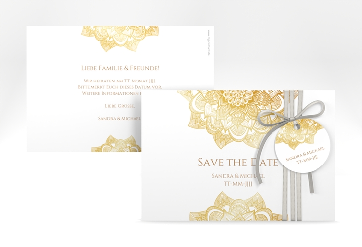 Save the Date-Karte Hochzeit Delight A6 Karte quer gold hochglanz