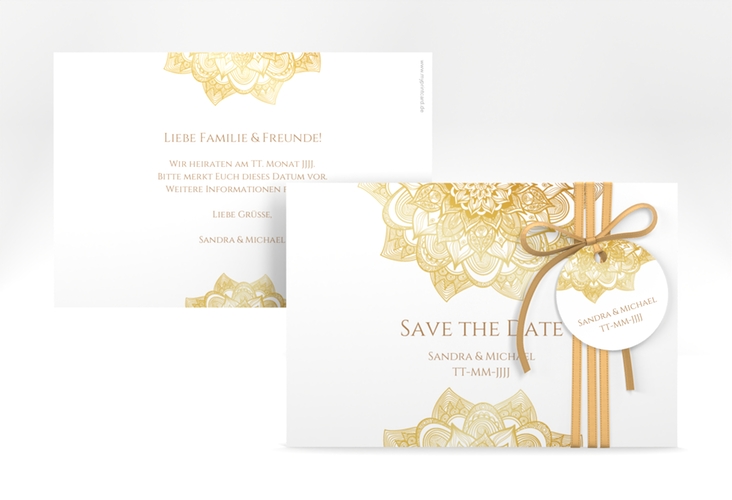 Save the Date-Karte Hochzeit Delight A6 Karte quer gold hochglanz
