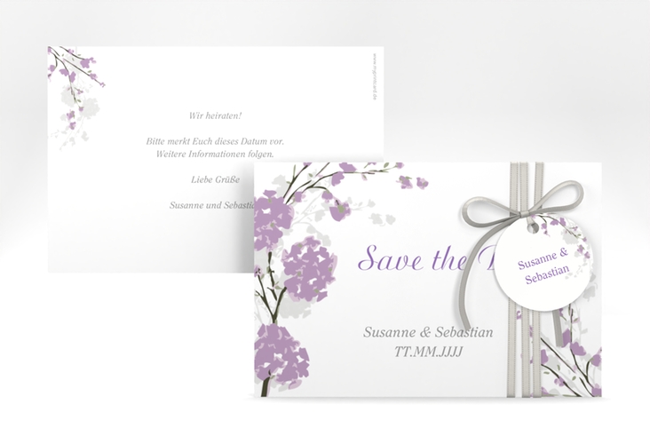 Save the Date-Karte Hochzeit Salerno A6 Karte quer flieder