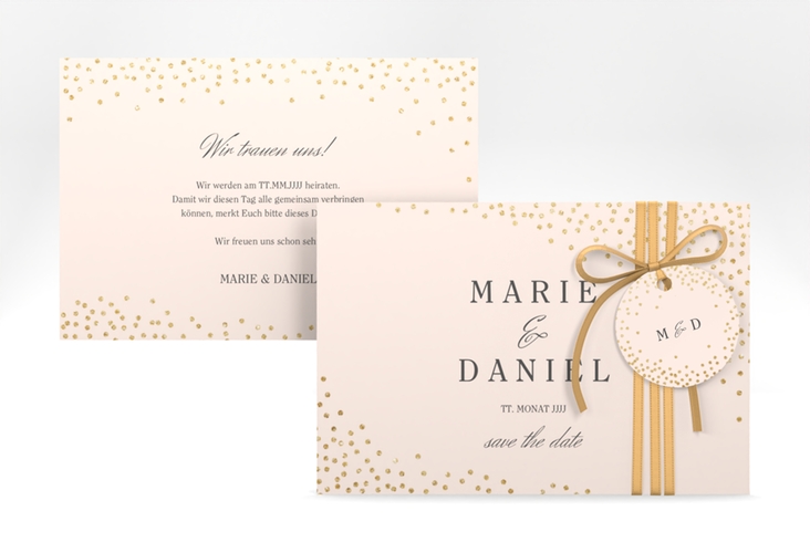 Save the Date-Karte Glitter A6 Karte quer rosa hochglanz