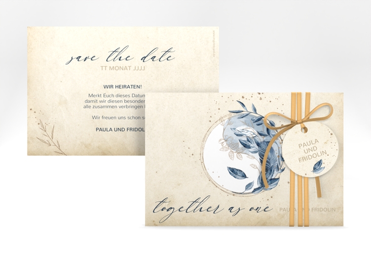 Save the Date-Karte YinYang A6 Karte quer beige im Vintage-Look