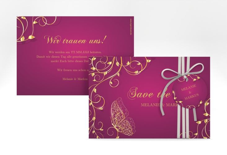 Save the Date-Karte Eternity A6 Karte quer pink hochglanz