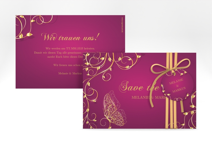 Save the Date-Karte Eternity A6 Karte quer pink hochglanz