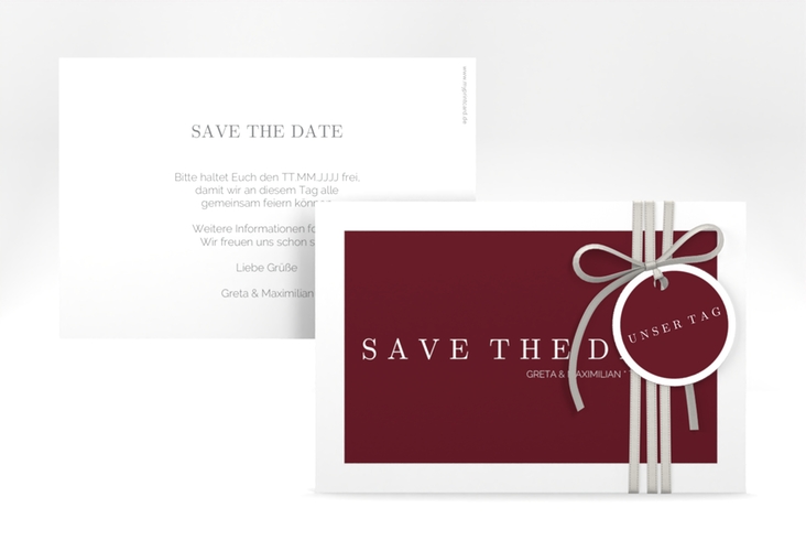 Save the Date-Karte Simply A6 Karte quer rot