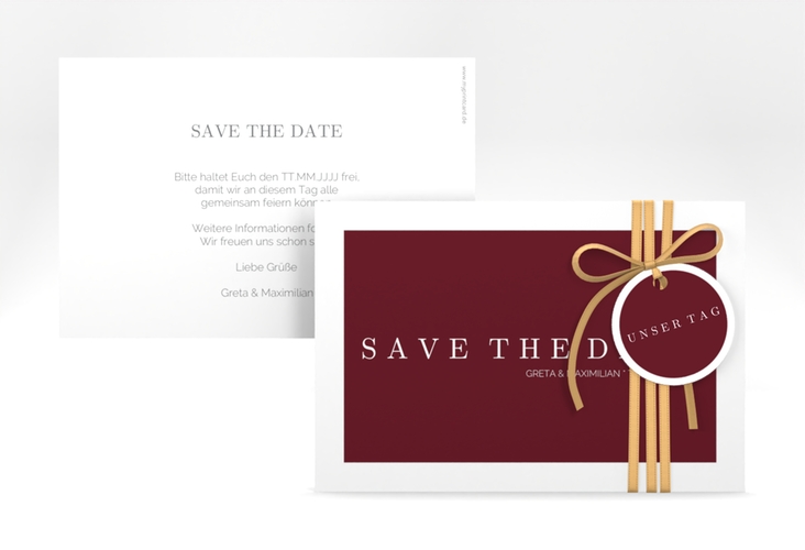 Save the Date-Karte Simply A6 Karte quer rot