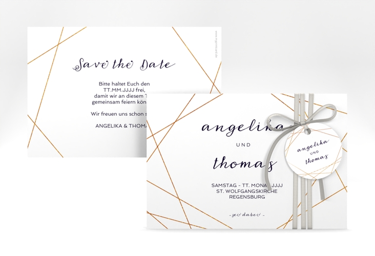 Save the Date-Karte Asymmetry A6 Karte quer weiss