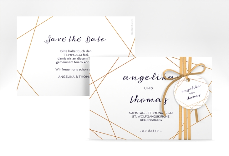 Save the Date-Karte Asymmetry A6 Karte quer weiss