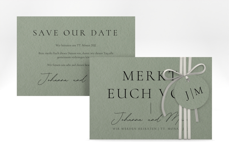 Save the Date-Karte Hochzeitsfreude A6 Karte quer gruen hochglanz